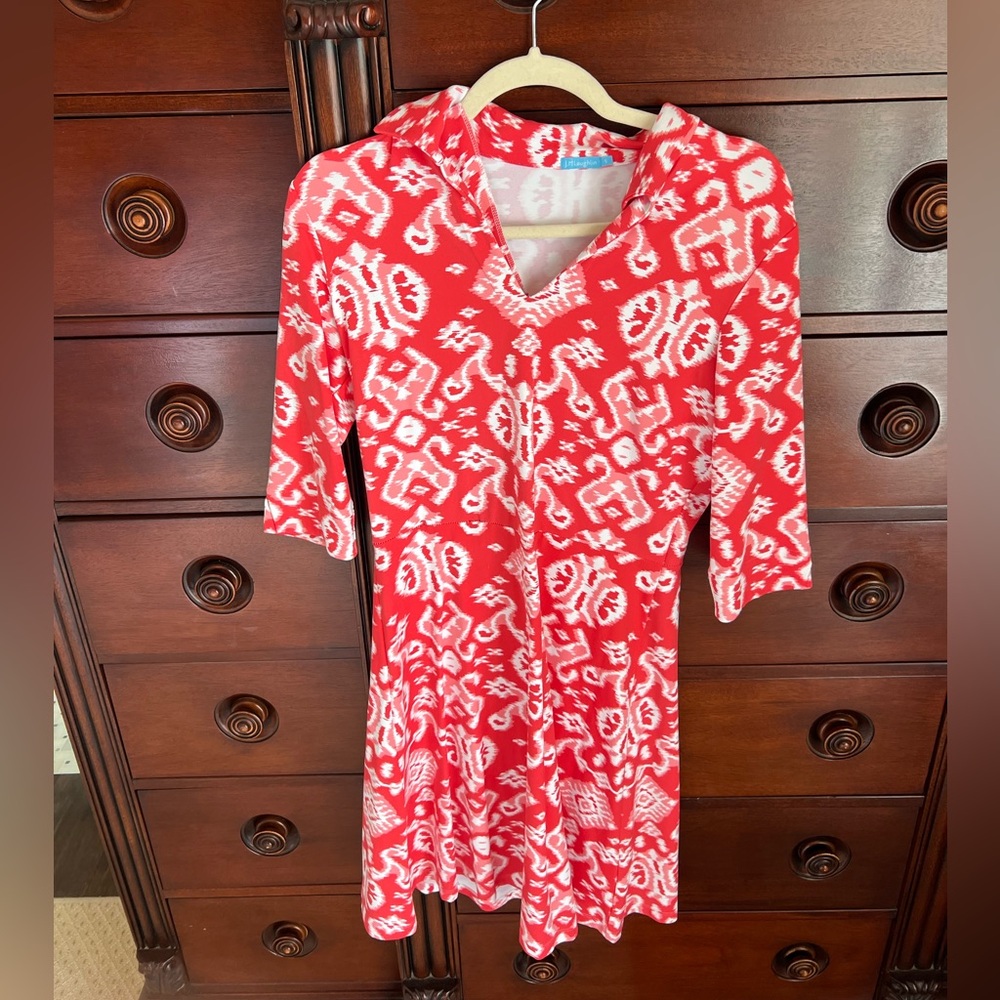 J Mclaughlin Red and White Patterned Dress